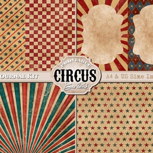 Vintage Circus Junk Journal Kit, Printable Circus Digital Paper Set, Shabby Circus Ephemera ...