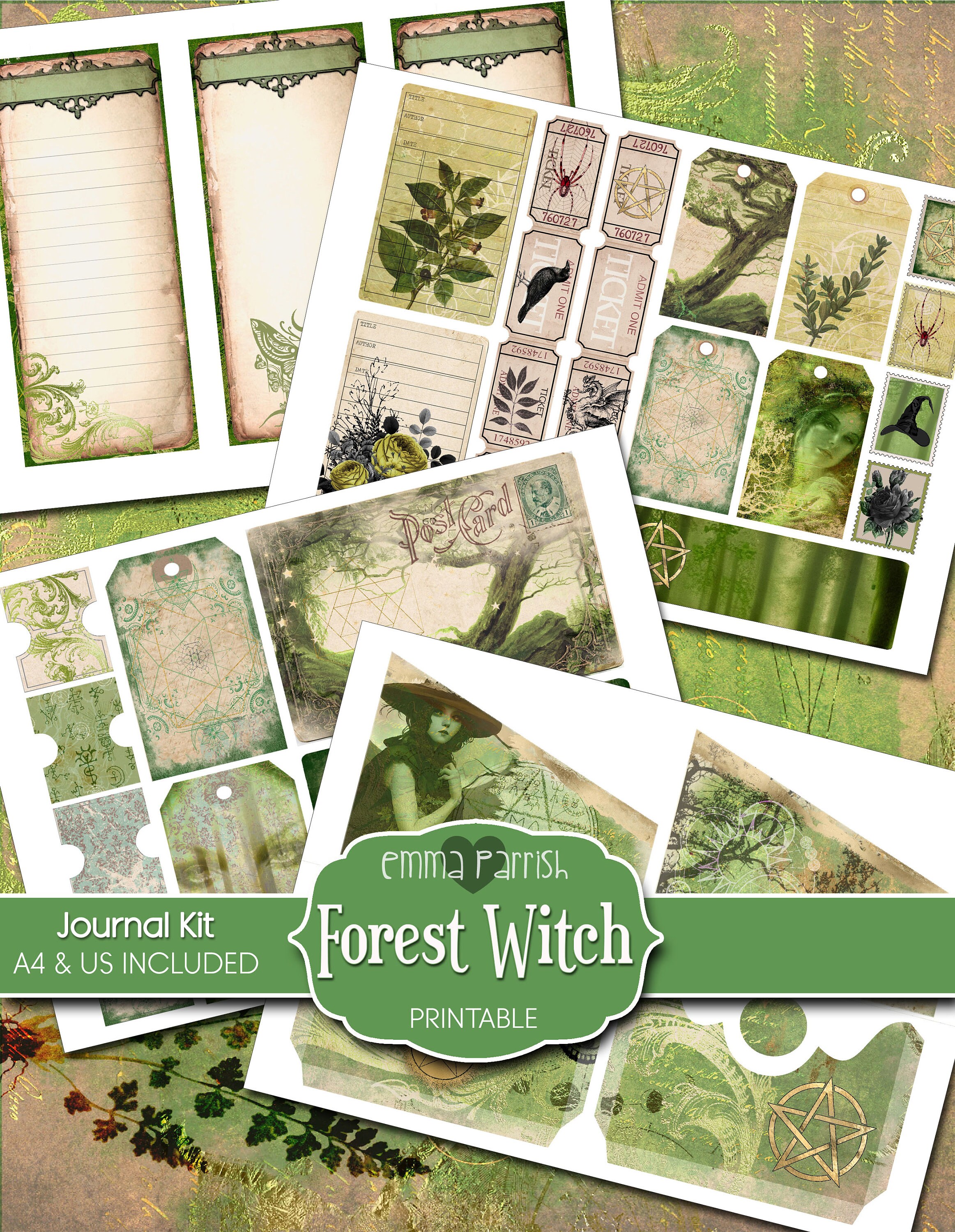 Witch Journal, Junk Journal, Printable Kit, Forest, Witchcraft, Witches ...