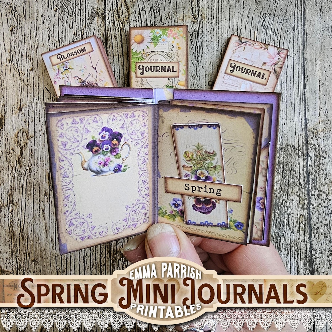 Mini Journal Back Printable Set of 4 Mini Spring Junk Journal Printables – Easter Floral Mini Books ...
