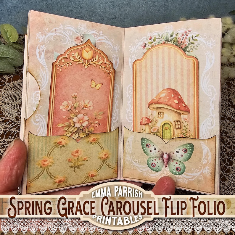 Junk Journal Printables Spring Kit – Carousel Flip Folio With Pockets ...