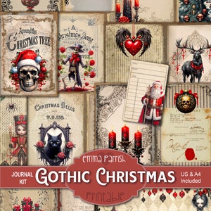 Gothic Christmas Journal Kit, Winter, Yule Printable, Pagan, Wiccan, Goth, Witch Ephemera, Spooky, Vintage, Victorian grunge