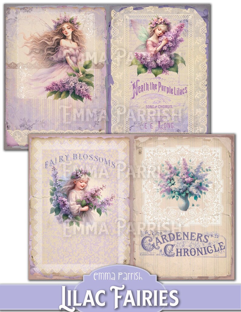 Lilac Fairies Printable Journal Kit, Spring Flower Fairy Junk Journal ...
