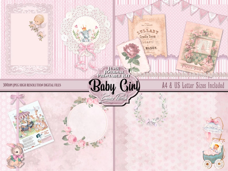 Baby Girl Junk Journal Printable Digital Download Kit New Etsy