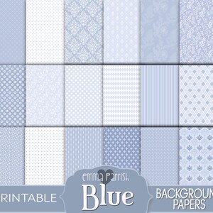 Blue Patterned Printable Paper Kit, for Junk Journal, Scrapbook ...