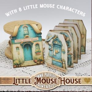 Little Mouse House Mini Folio Book, Printable Kit, Accordion, Wallet, Cricut Tested, Junk Journal Ephemera, Vintage Tags, Video Tutorial
