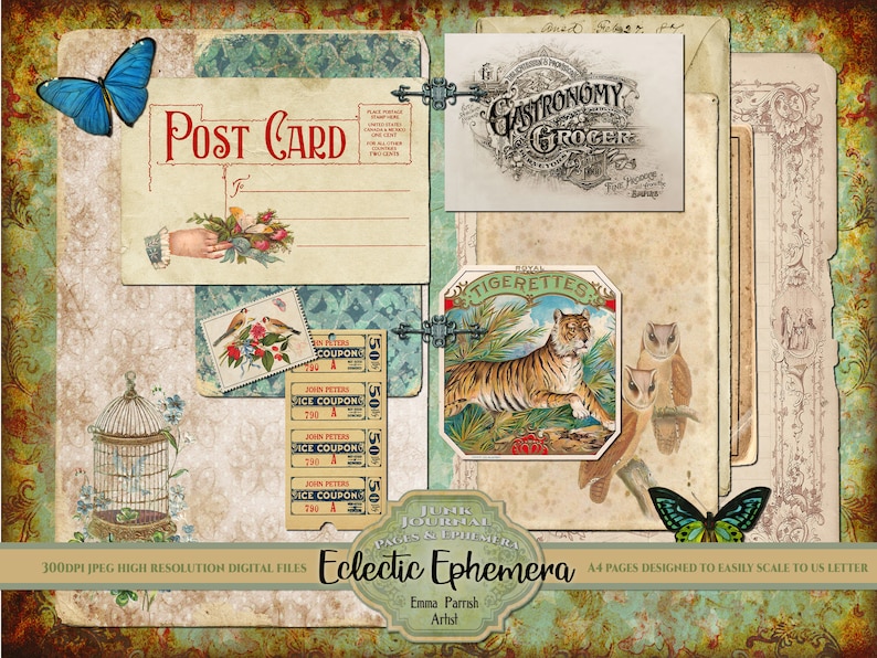 Junk Journal Printable Vintage Ephemera Kit Digital Download - Etsy UK