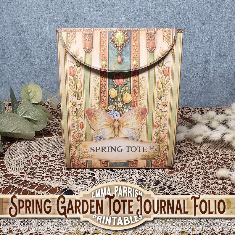 Spring Garden Junk Journal Kit Printable, Interactive Folio Mini Album, Garden Ephemera, Instant Download, Spring Flowers, Gardeners Gift image 2