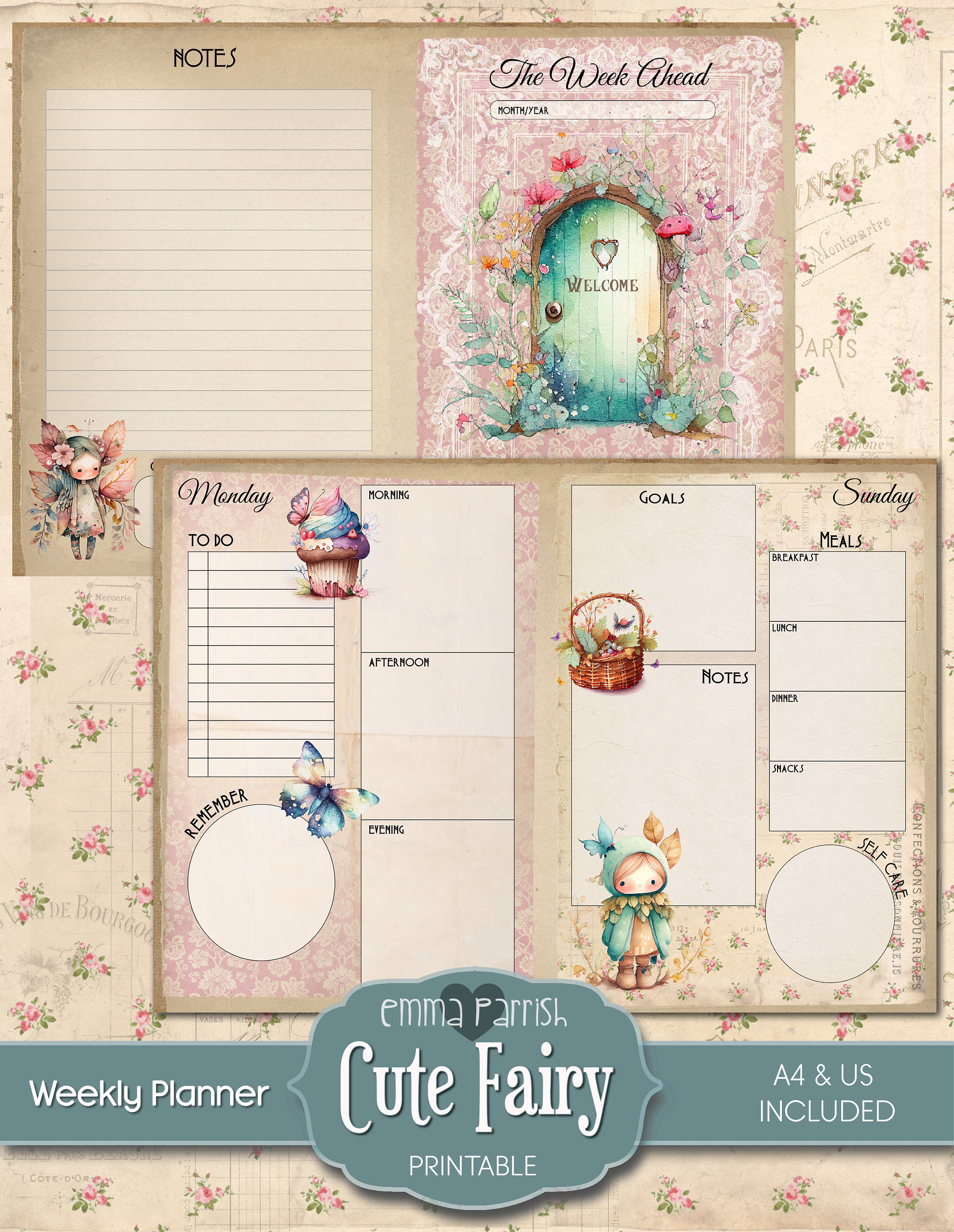 Cute Fairy Printable Planner, Junk Journal Planner, Weekly Planner ...