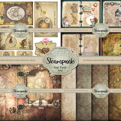 Printable Vintage Steampunk Junk Journal Pages - Etsy