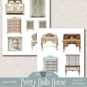 Pretty Dollhouse Journal Kit, Printable Dolls House Book, Paper Dolls ...