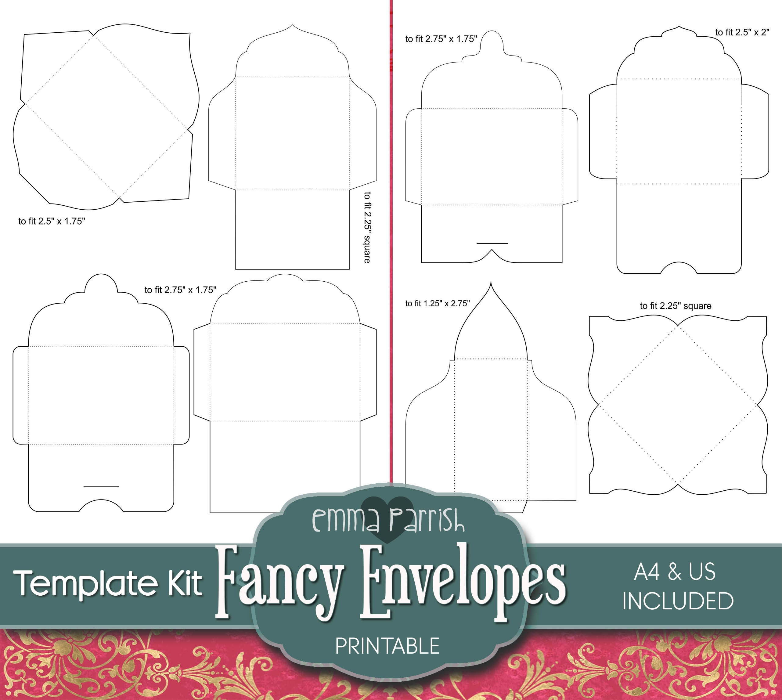 25 Printable Envelope Template Kit Junk Journal Ephemera Etsy UK
