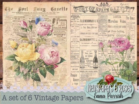 junkjournal【shabby chic petals】 Vintage style distress floral junk journal papers, digital