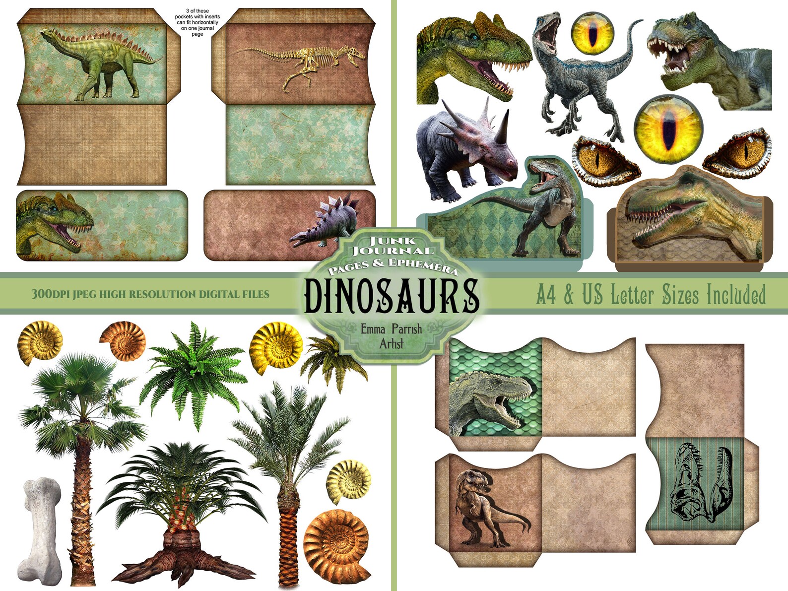Dinosaur Junk Journal Printable Kit Boys Dinosaur Book Boys | Etsy