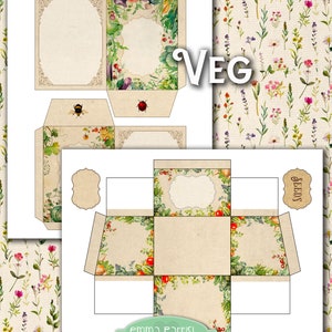 Seed Envelopes & Storage Box Printable, Junk Journal Ephemera Storage, Vegetable Herb Flower Seed Packet Organizer, Gardeners Gift image 4