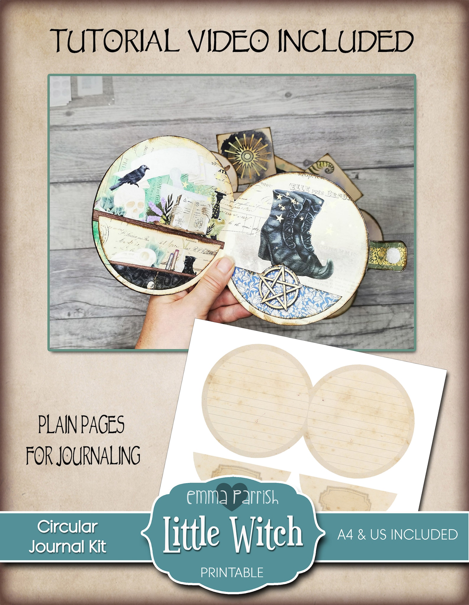 Witch Junk Journal Kit, Circular Printable Journal, Witches, Pagan ...