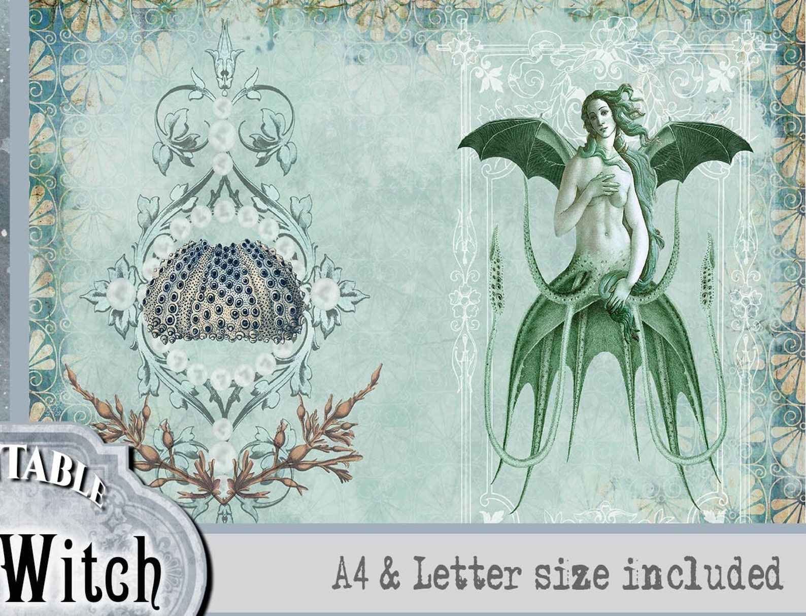 Sea Witch Junk Journal Printable Kit , Salt Witch Printable, Witch Kit ...