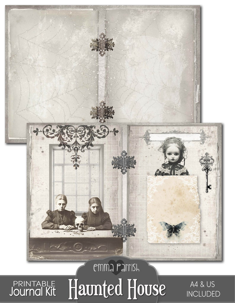 Haunted House Junk Journal Kit, Printable, Gothic Ephemera, Spooky ...