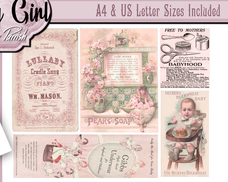 Baby Girl Junk Journal Printable Digital Download Kit New Etsy
