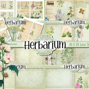 Herbal Botanical Junk Journal Printable Kit, Herbal Remedies Printable, Herbs Journal, Botanical Print Set, Plant Junk Journal Download