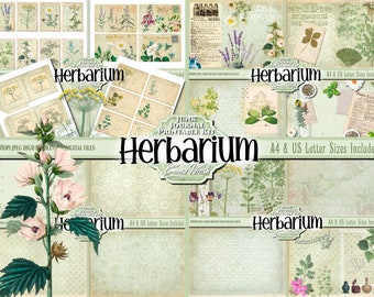 Herbal Botanical Junk Journal Printable Kit, Herbal Remedies Printable, Herbs Journal, Botanical Print Set, Plant Junk Journal Download