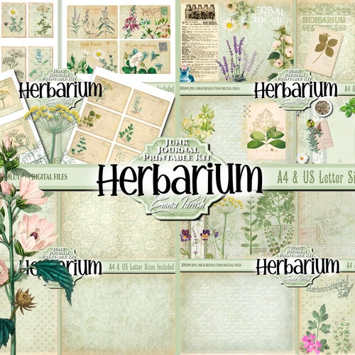 Herbal Botanical Junk Journal Printable Kit Herbal Remedies Etsy
