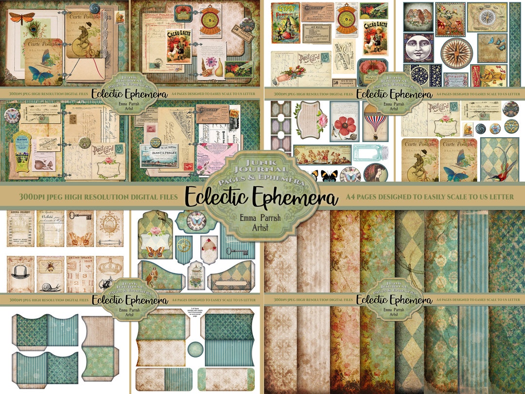 Junk Journal Printable Vintage Ephemera Kit Digital Download - Etsy UK