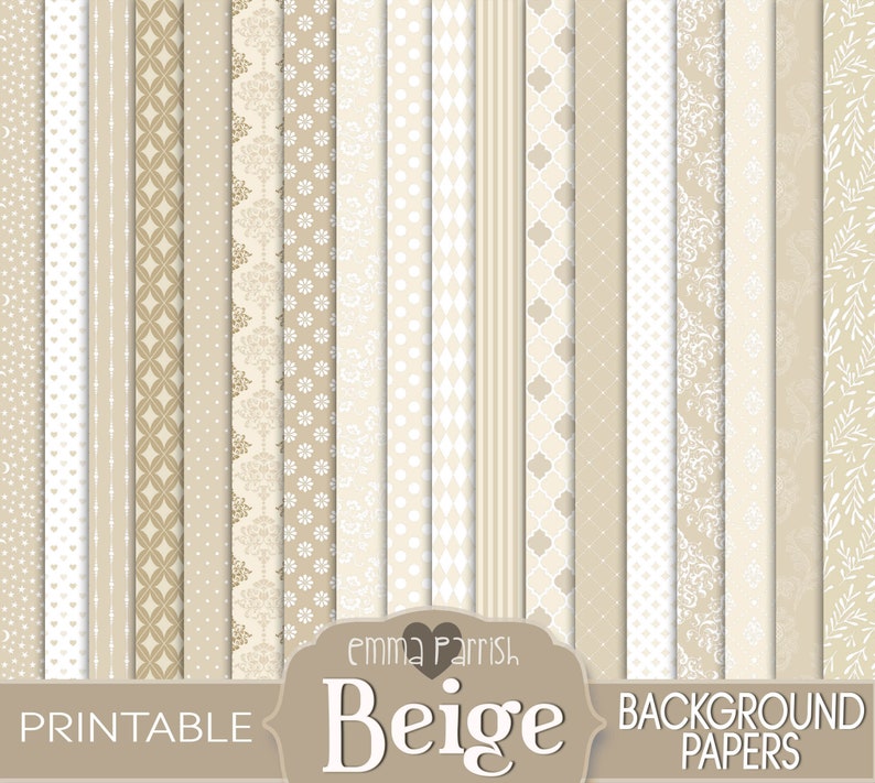 Beige Patterned Printable Paper Kit, Junk Journal, Card Making ...