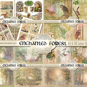 Enchanted Forest Junk Journal Kit, Nature Journal, Woodland Animals Printable Download, Forest Decor, Fairy Junk Journal, Forest Scrapbook