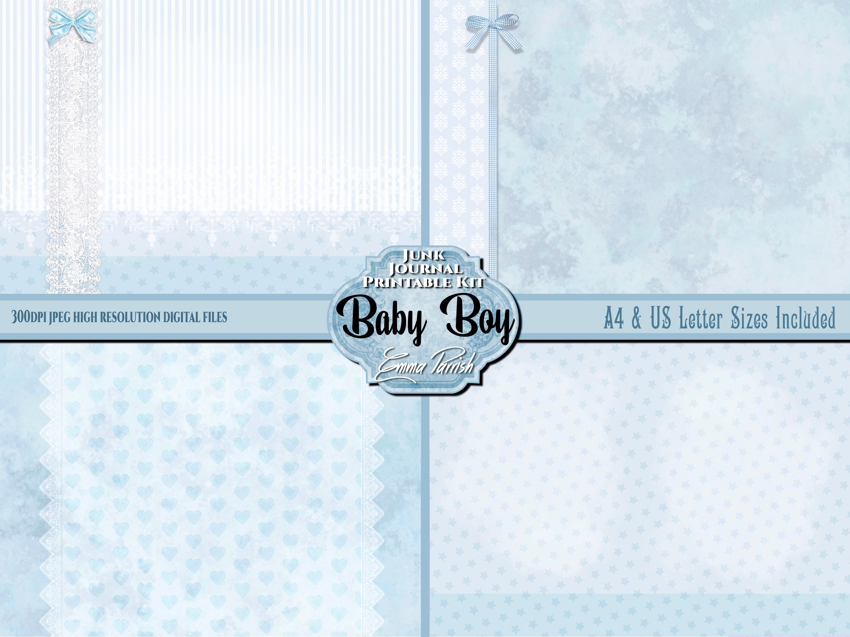 Baby Boy Junk Journal Printable Digital Download Kit New Baby Etsy