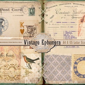 Vintage Ephemera Junk Journal Pages, Printable Vintage Paper, Shabby ...