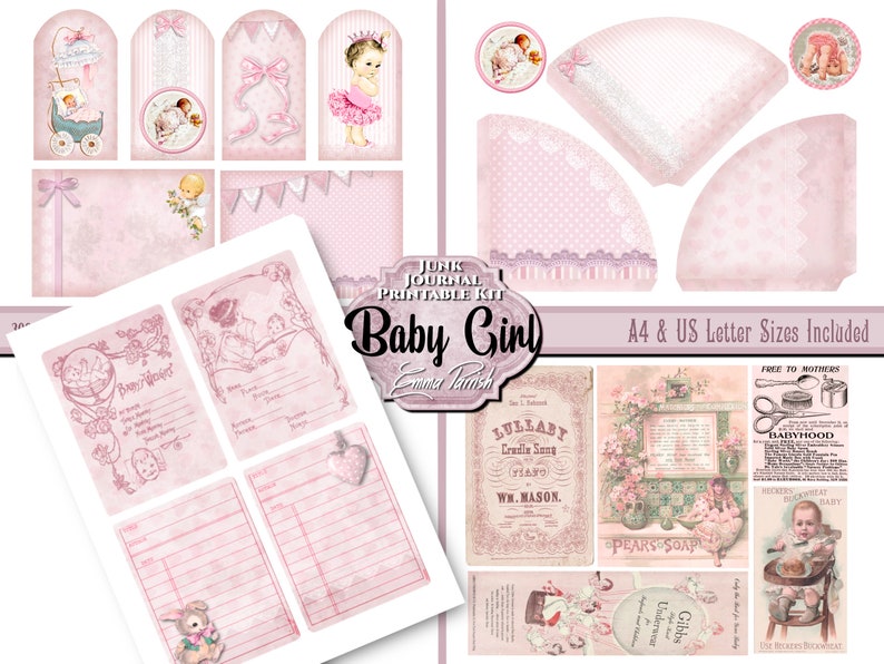 Baby Girl Junk Journal Printable Digital Download Kit New Etsy