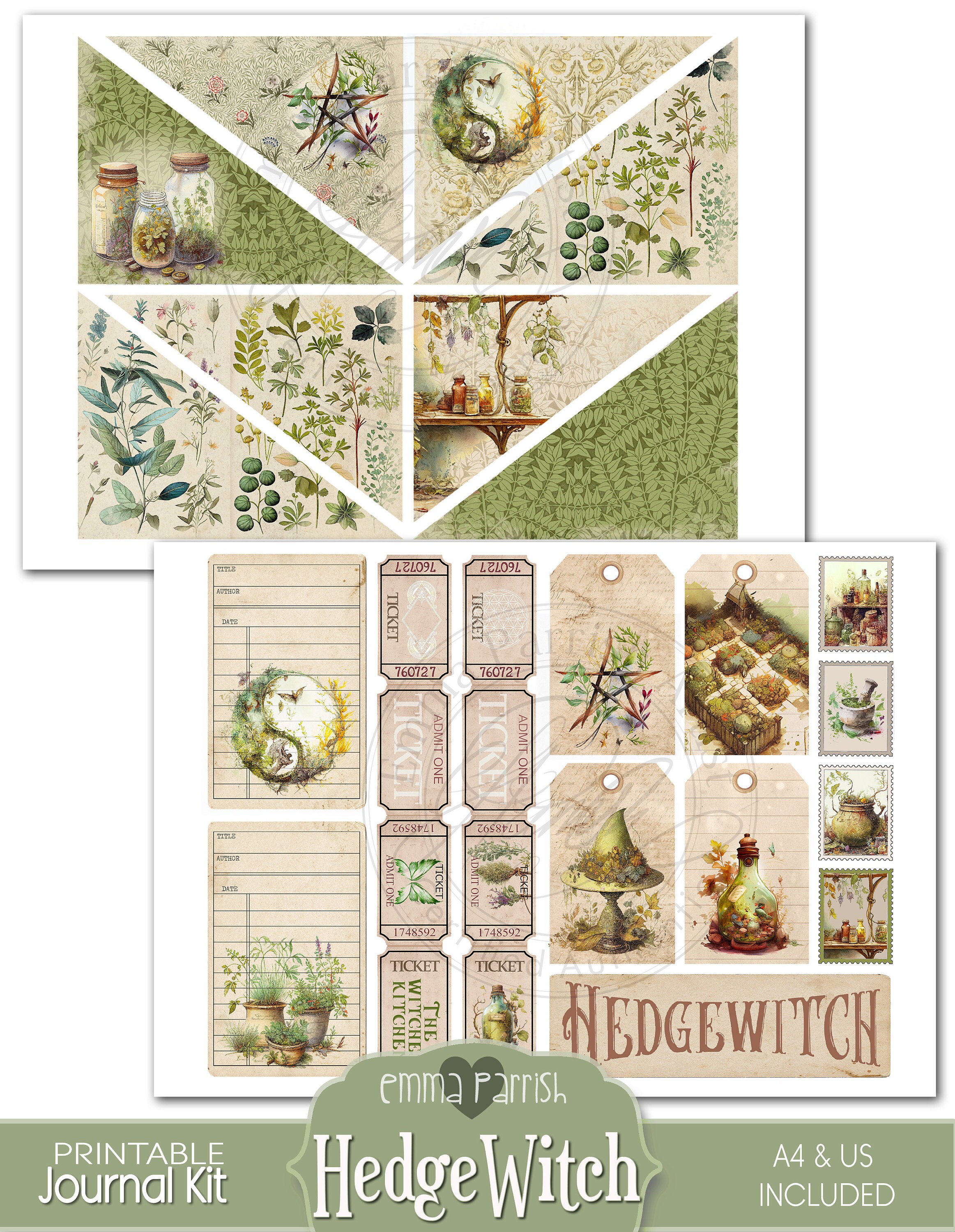 Hedgewitch Junk Journal Kit, Kitchen Witch, Junk Journal Pages, Journal ...