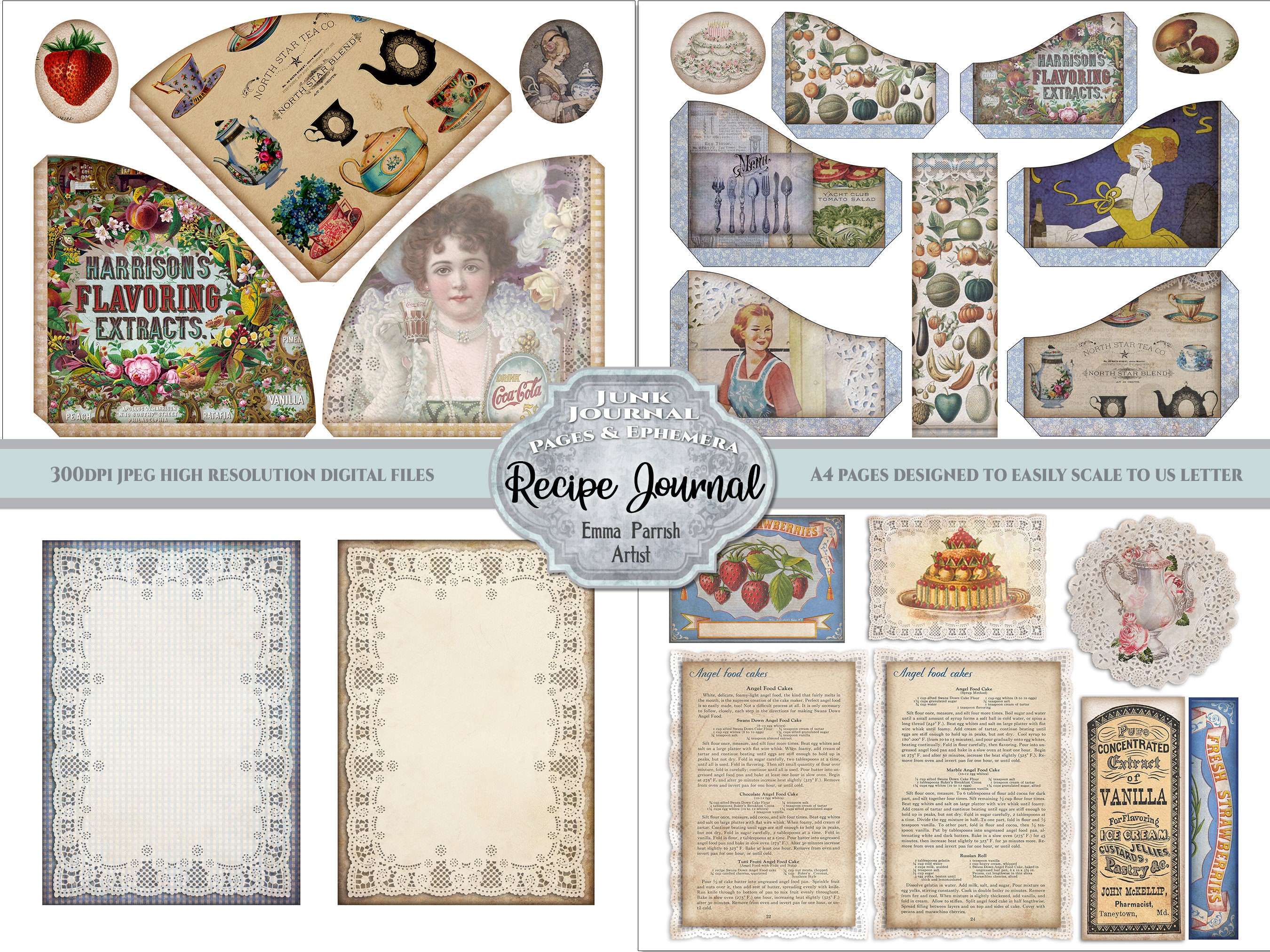 Embroidery Journal Kit Junk Journal Pages DIY Needlework Book Digital  Printable Ephemera Paper Craft Kit Instant Download KM-46 