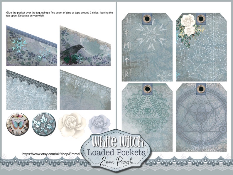 White Witch Printable Loaded Pockets Witch Junk Journal Kit Etsy