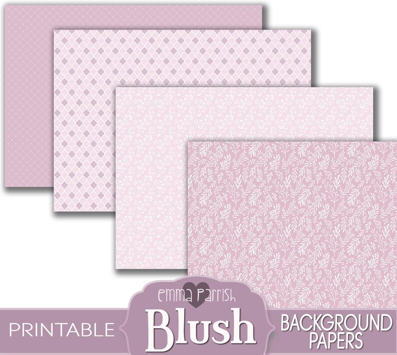 Pink Blush Patterned Printable Paper Kit, Junk Journal, Scrapbook ...