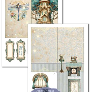 Puede incluir: Kit de diario emergente imprimible con una guarida de hadas azules con una casa en el &aacute;rbol de ensue&ntilde;o, una sala de costura y un carruaje. El kit incluye un tutorial y es perfecto para manualidades y scrapbooking.