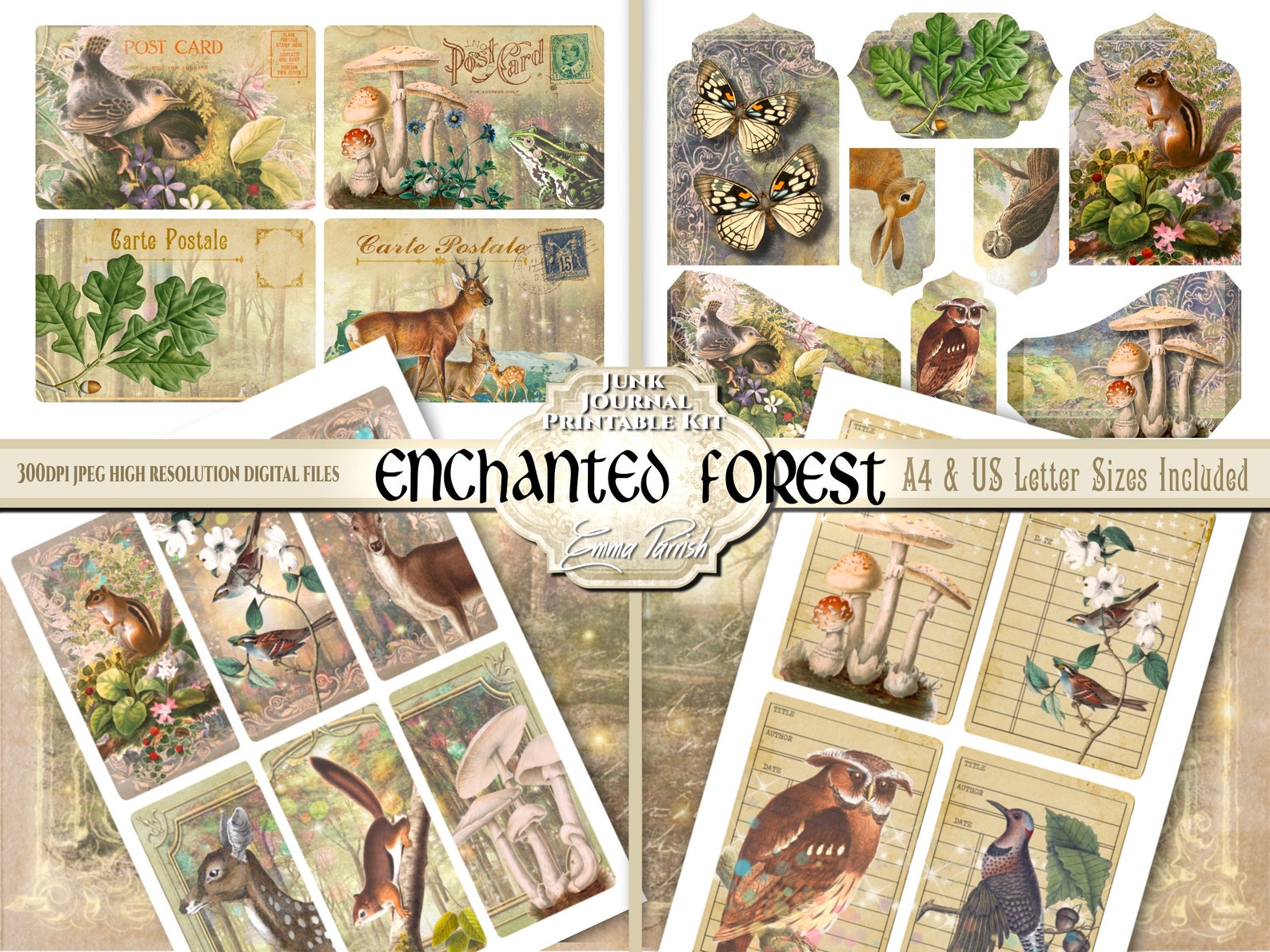 Enchanted Forest Junk Journal Kit, Nature Journal, Woodland Animals ...