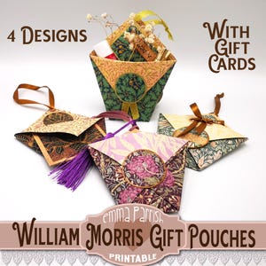 Gift Pouch Printable, Origami, Gift Box, Christmas Tree Decoration, Junk Journal, William Morris, Cricut, Matching Gift Cards, Papercraft