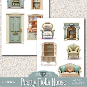 Pretty Dollhouse Journal Kit, Printable Dolls House Book, Paper Dolls ...