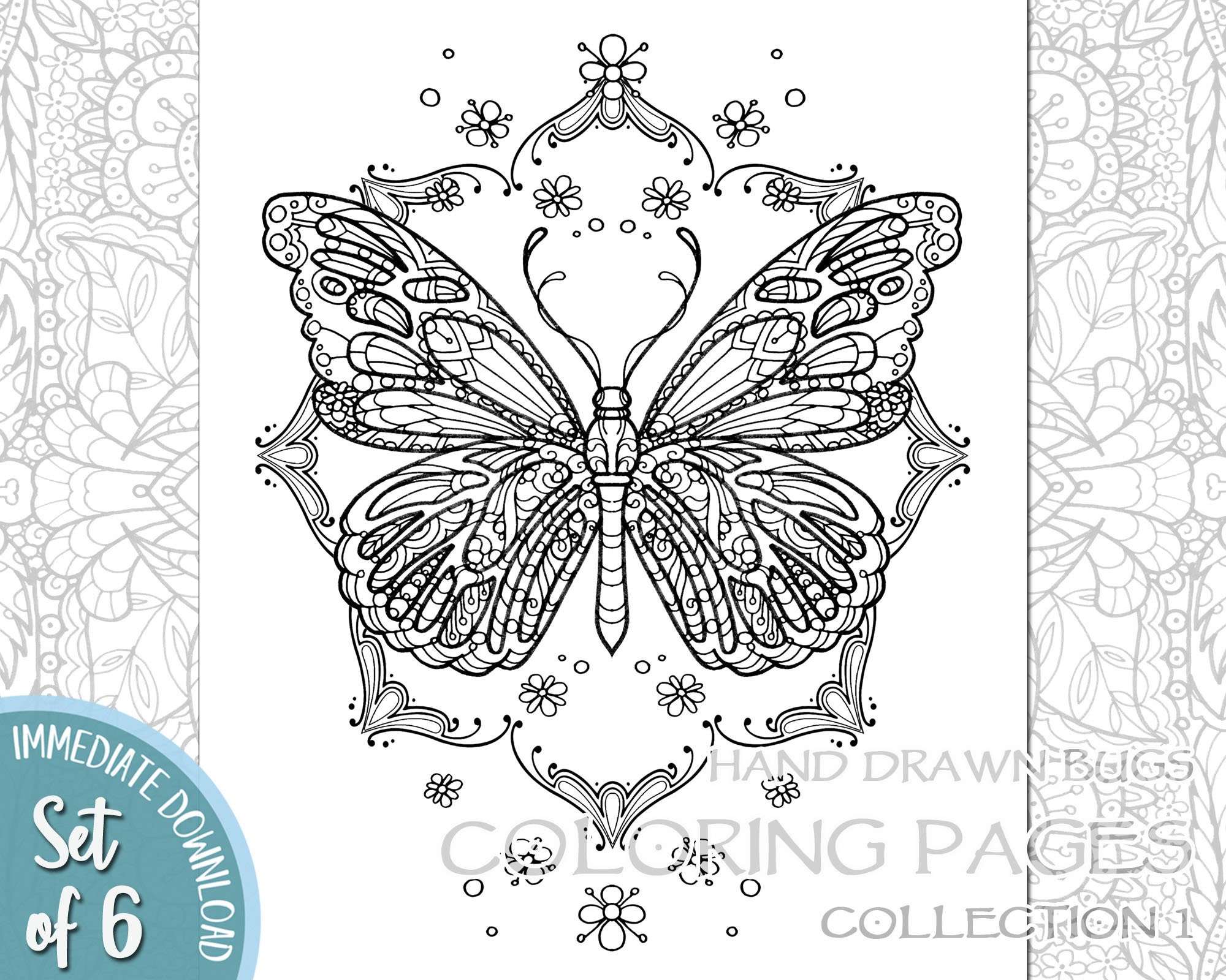 Adult Coloring Book Bugs Colouring Page Bug Printable Pages | Etsy