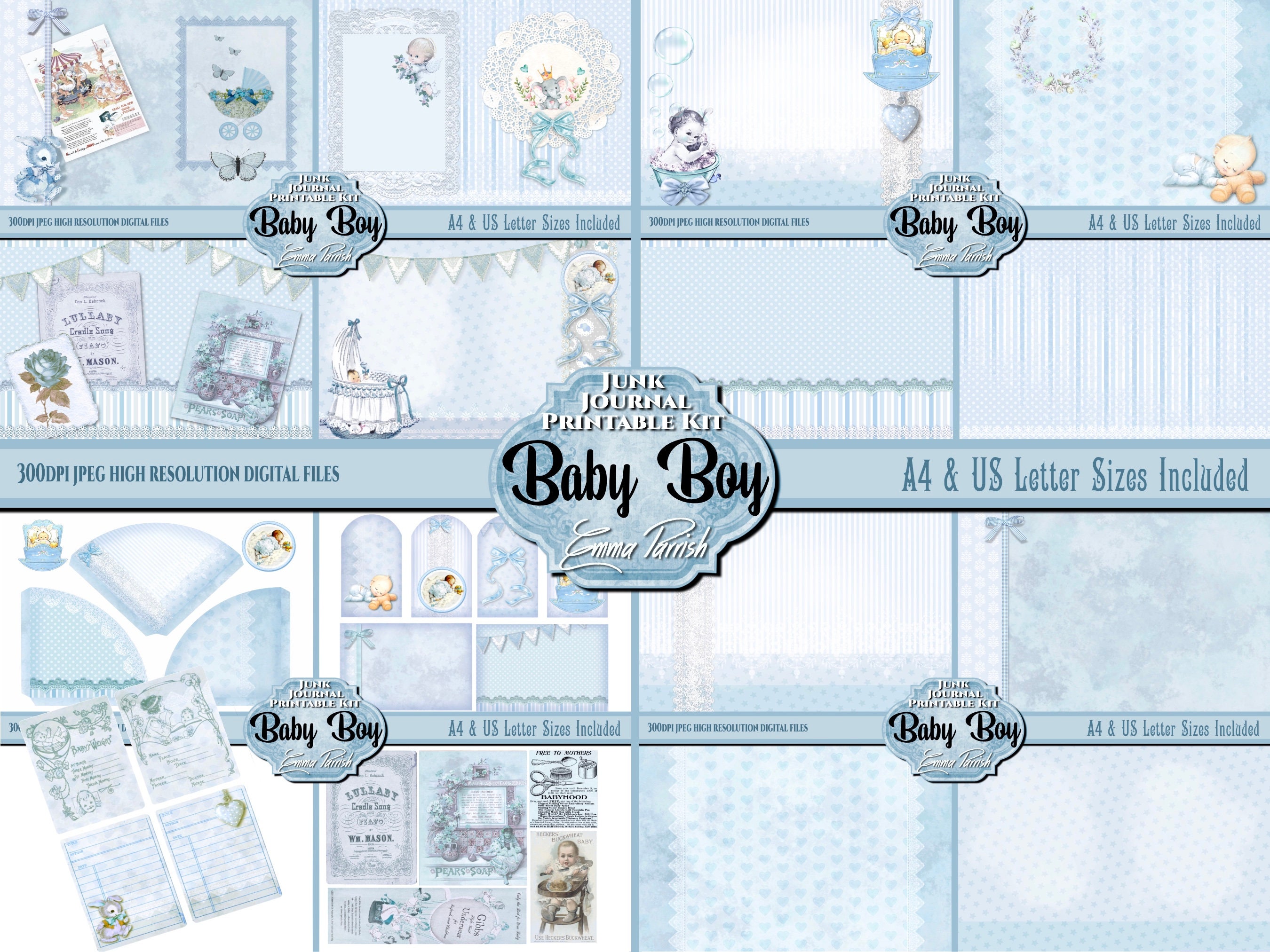 Baby Boy Scrapbooking Kit Baby Shower Gift Junk Journal 