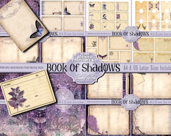 Witch Junk Journal Kit , Grimoire, Book of Shadows, Notebook Journal, Pagan Printable Paper Set, Wicca Scrapbook Pages, Shadowbook,
