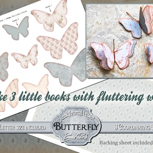 Printable Vintage Butterfly Kit, Junk Journal, Printable Butterfly Insert Ephemera, Journaling Notebook, Scrapbook, Collage, 3 book set