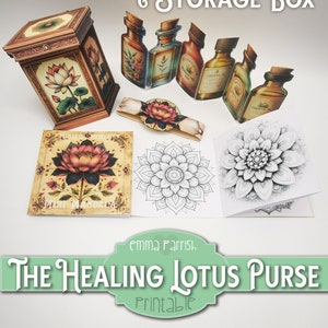 Healing Lotus Printable Junk Journal Folio, Wellness, Gesundheit, Dankbarkeit Journal, 10 interaktive Papercraft Projekte, Brieftasche, Kartenherstellung Bild 6