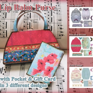 Printable Lip Balm Purse Gift, Boho Gift, Pretty Vintage, Moon Magick, PaperCraft kit, Womens Gift