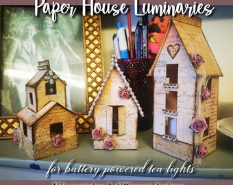Paper Houses Printable Kit, Paper Lantern, Luminaries, Fairy House, Adult Papercraft Kit, Christmas houses, decoration, Lantern, paper model