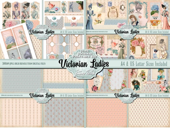 Victorian Ladies Junk Journal Printable Kit Victorian Collage - Etsy