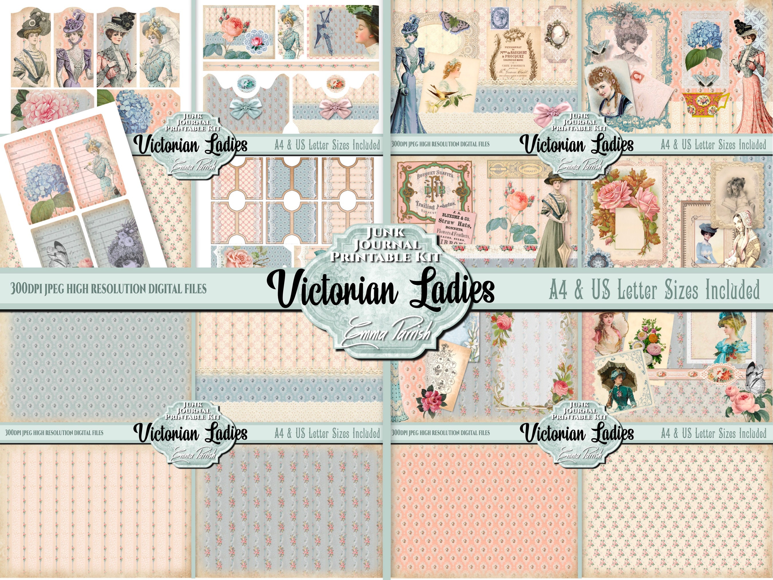 Victorian Ladies Junk Journal Printable Kit Victorian Collage - Etsy