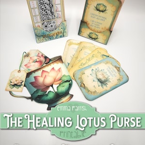 Healing Lotus Printable Junk Journal Folio, Wellness, Gesundheit, Dankbarkeit Journal, 10 interaktive Papercraft Projekte, Brieftasche, Kartenherstellung Bild 5