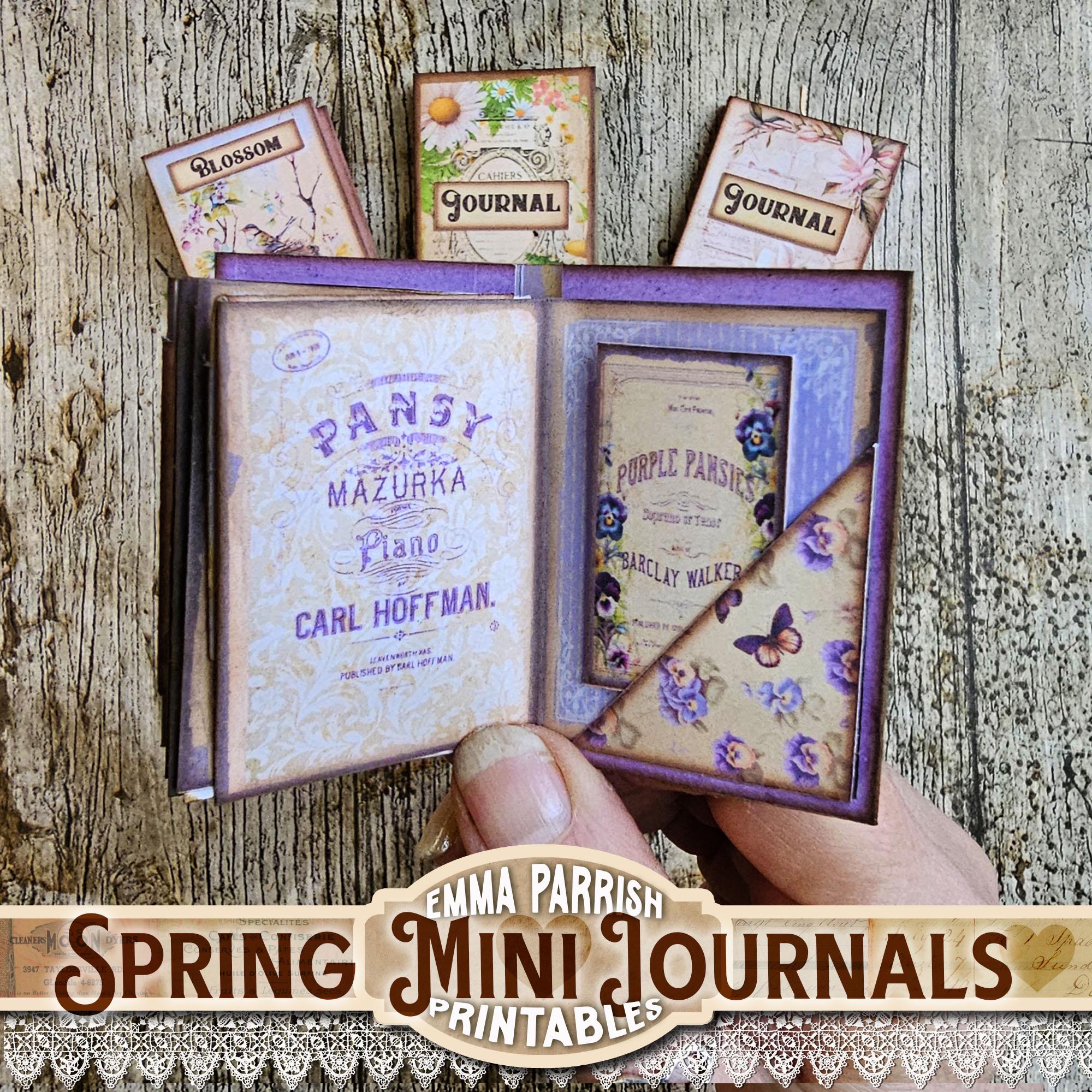 Mini Journal Back Printable Set of 4 Mini Spring Junk Journal Printables – Easter Floral Mini Books ...